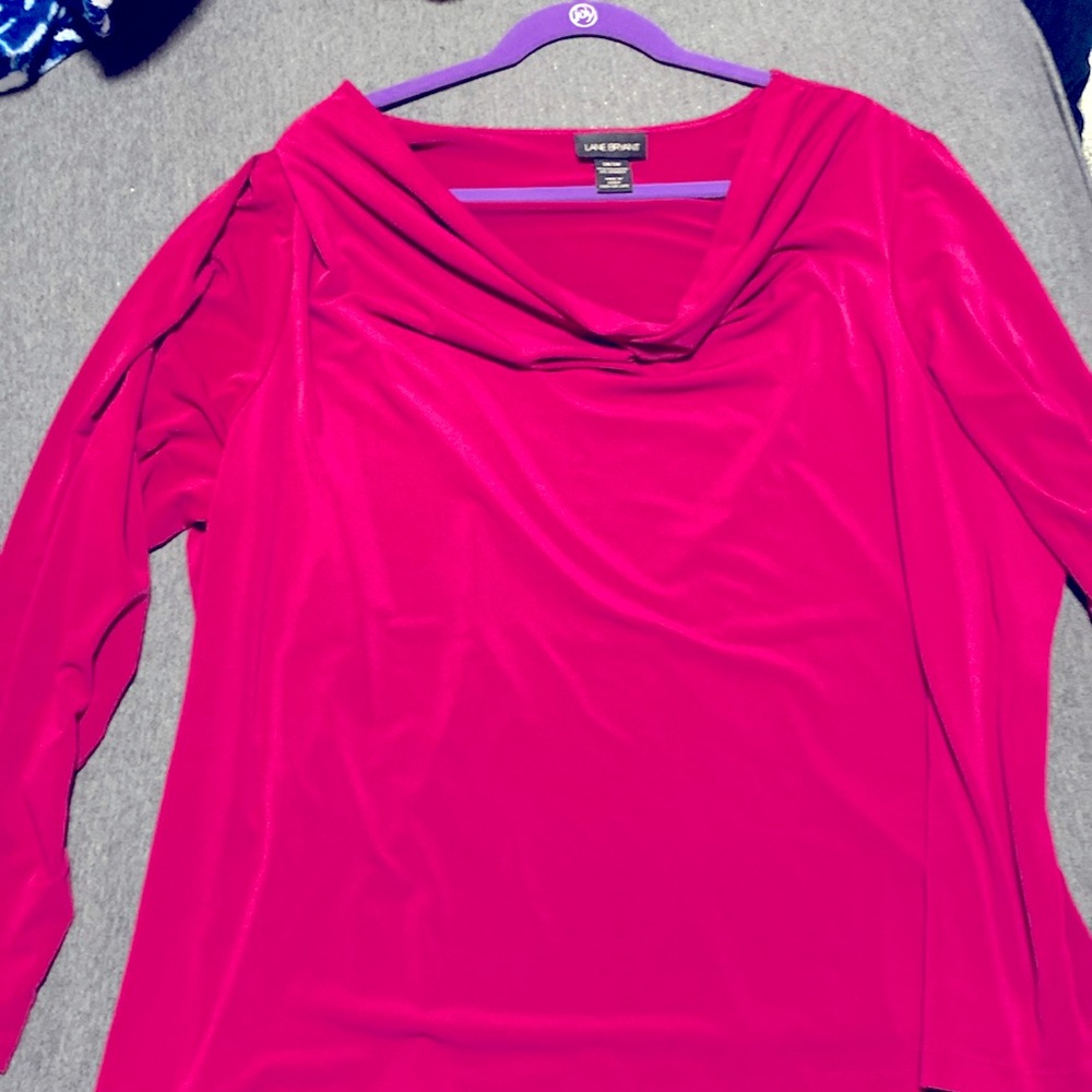 Drape neck long sleeve fuchsia top 26/28